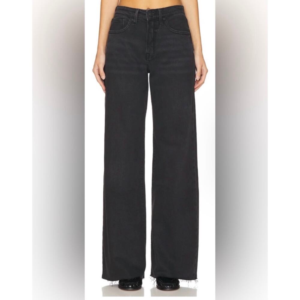 NWT Good American Good Standard Ease Mid Rise Wide Leg Relaxed Jeans Black 8x34